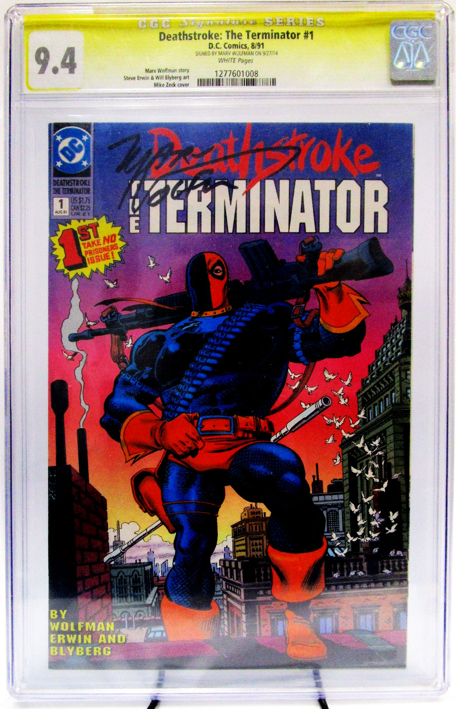 Deathstroke The Terminator #1 Cover B Signed by Marv Wolfman CGC Signature Series 9.4