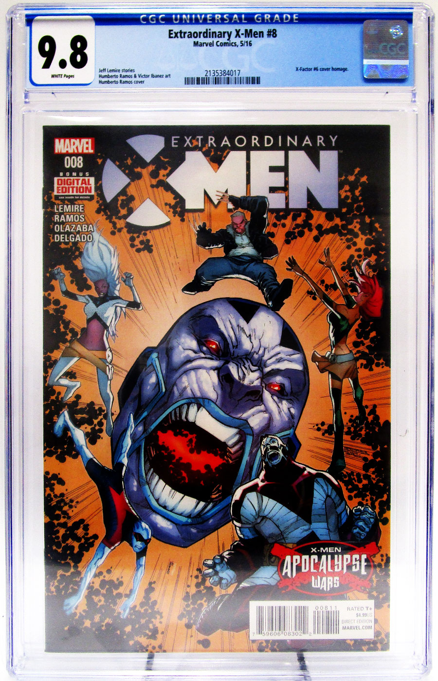 Extraordinary X-Men #8 Cover G 1st Ptg Regular Humberto Ramos Cover CGC 9.8 (X-Men Apocalypse Wars Tie-In)