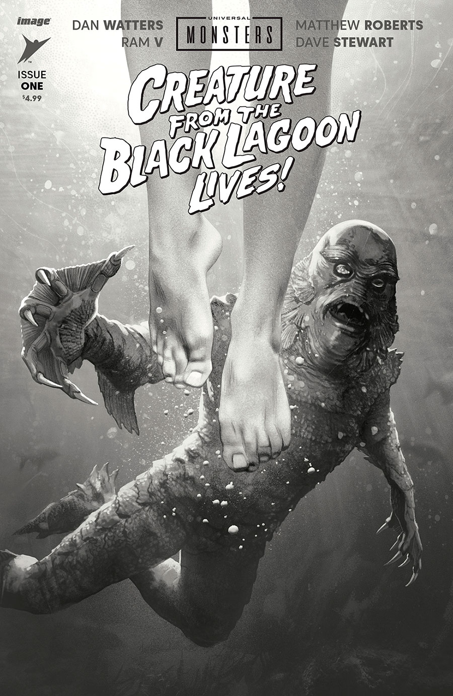 Universal Monsters Creature From The Black Lagoon Lives #1 Cover D Incentive Joshua Middleton Classic Horror Black & White Cover