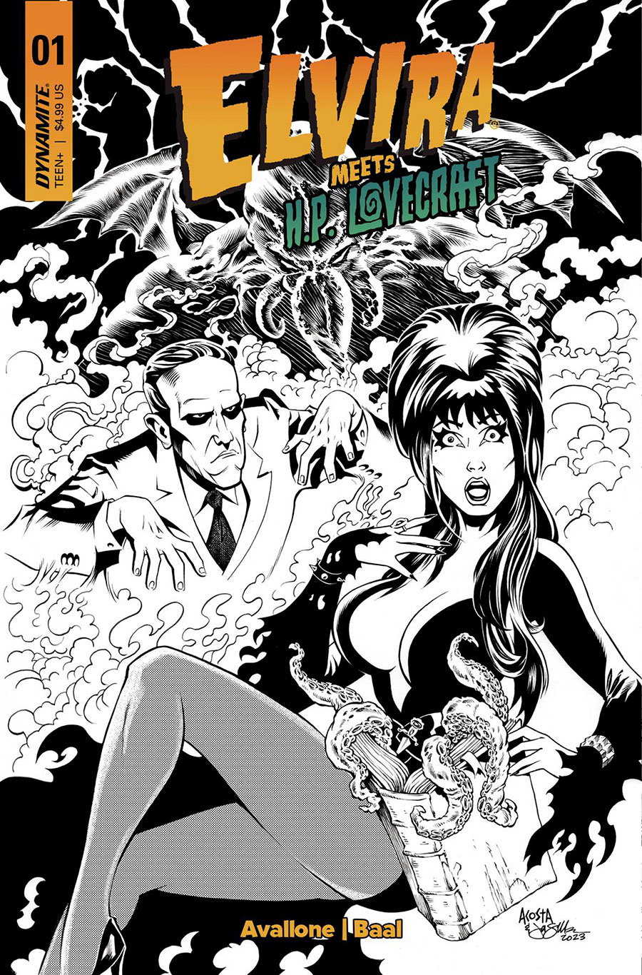 Elvira Meets HP Lovecraft #1 Cover M Incentive Dave Acosta Line Art Cover