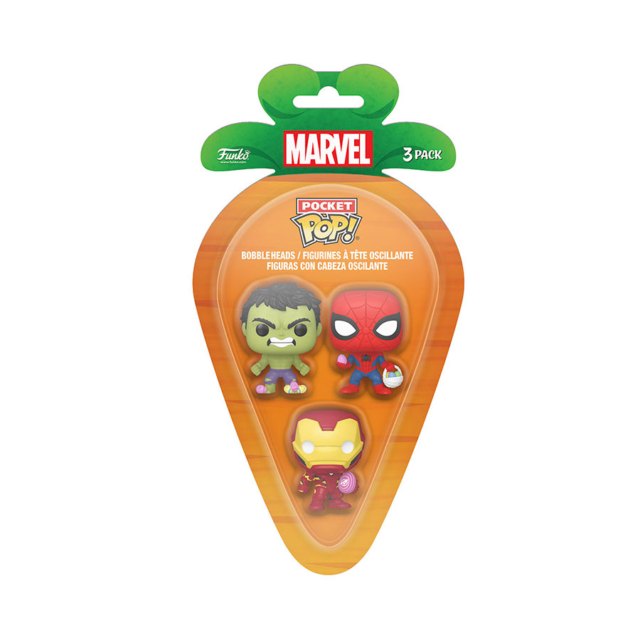 Pocket POP Carrot Marvel Spider Man Iron Man Hulk 3 Pack Figure Midtown Comics
