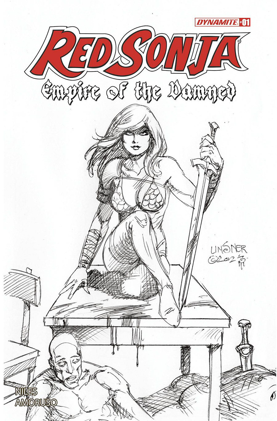 Red Sonja Empire Of The Damned #1 Cover M Incentive Joseph Michael Linsner Line Art Cover