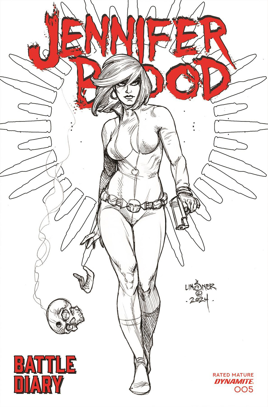 Jennifer Blood Battle Diary #5 Cover D Incentive Joseph Michael Linsner Line Art Cover