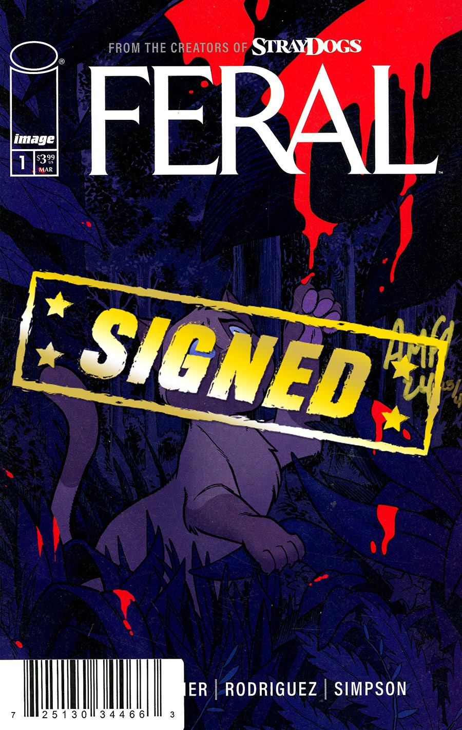 Feral #1 Cover J DF Signed By Tony Fleecs