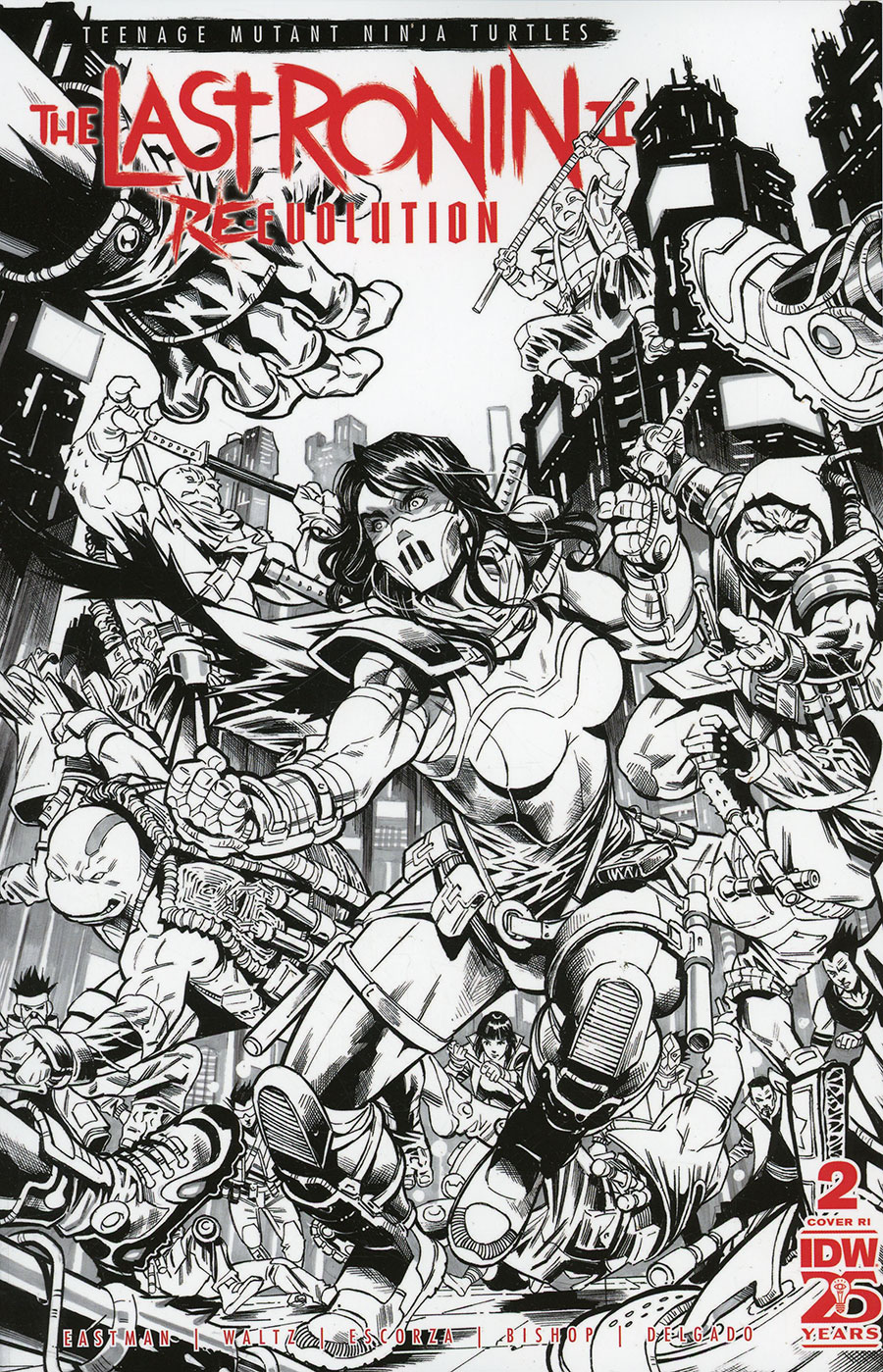 Teenage Mutant Ninja Turtles The Last Ronin II Re-Evolution #2 Cover F Incentive Esau Escorza & Issac Escorza Black & White Cover