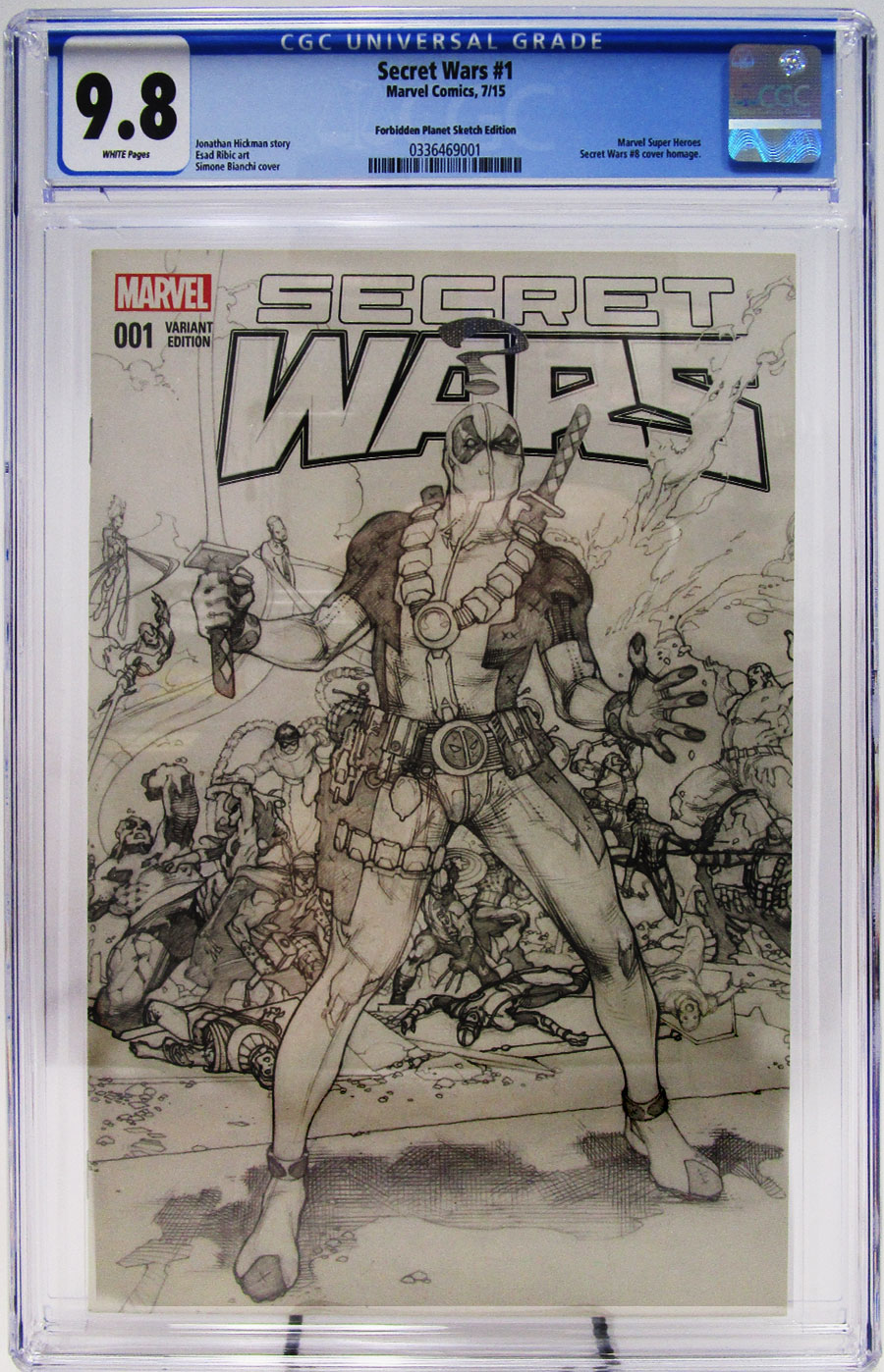 Secret Wars #1 Cover Z-W Forbidden Planet Sketch Variant Cover CGC 9.8