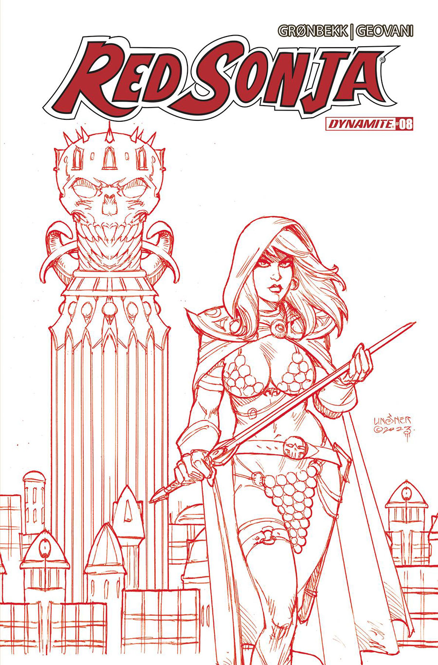 Red Sonja Vol 10 #8 Cover Q Incentive Joseph Michael Linsner Fiery Red Line Art Cover