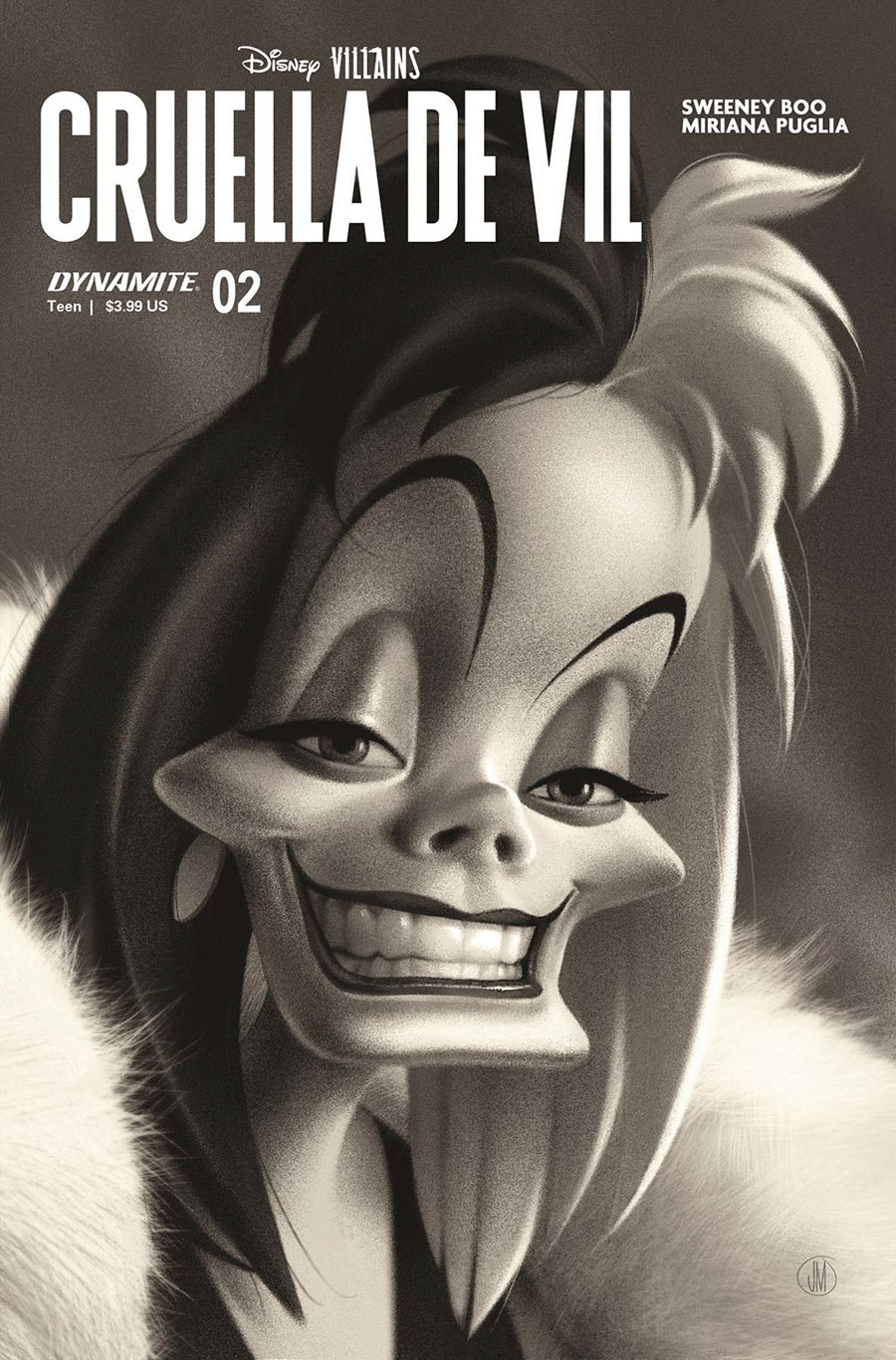 Disney Villains Cruella De Vil #2 Cover J Incentive Joshua Middleton Black & White Cover
