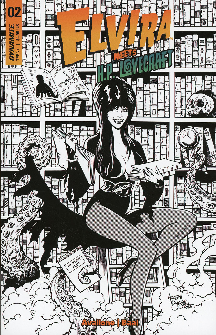 Elvira Meets HP Lovecraft #2 Cover J Incentive Dave Acosta Line Art Cover