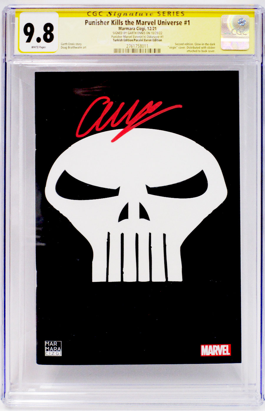 Punisher Kills The Marvel Universe #1 Cover G Signed by Garth Ennis Turkish Edition Paralel Evren Edition CGC Signature Series 9.8