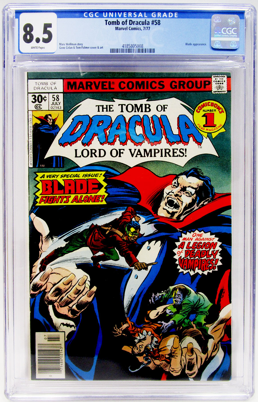 Tomb Of Dracula #58 Cover C Regular 30-Cent Cover CGC 8.5
