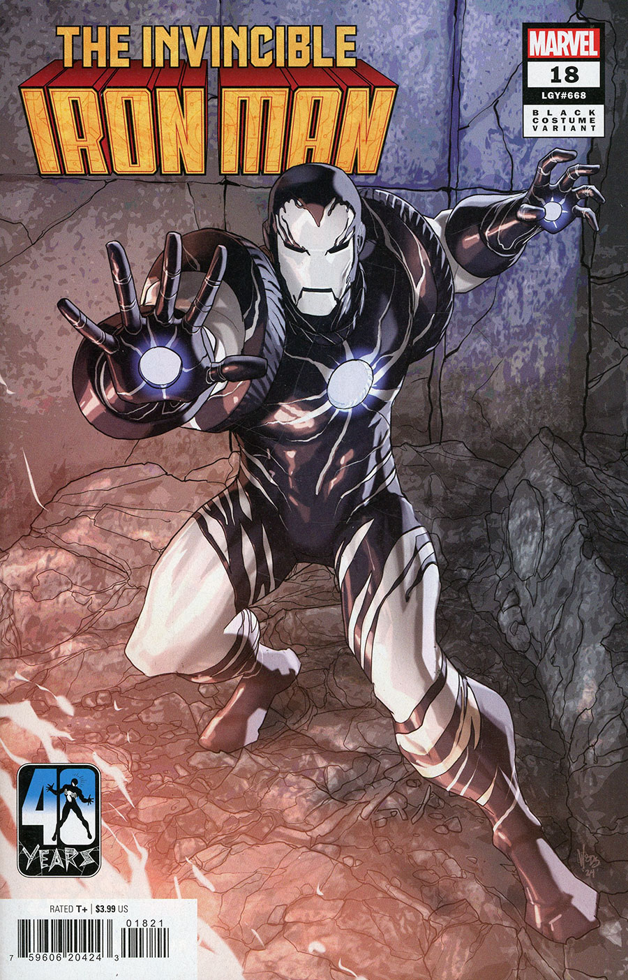 Invincible Iron Man Vol 4 #18 Cover B Variant Pete Woods Black Costume Cover (Fall Of The House Of X Tie-In) (Limit 1 Per Customer)