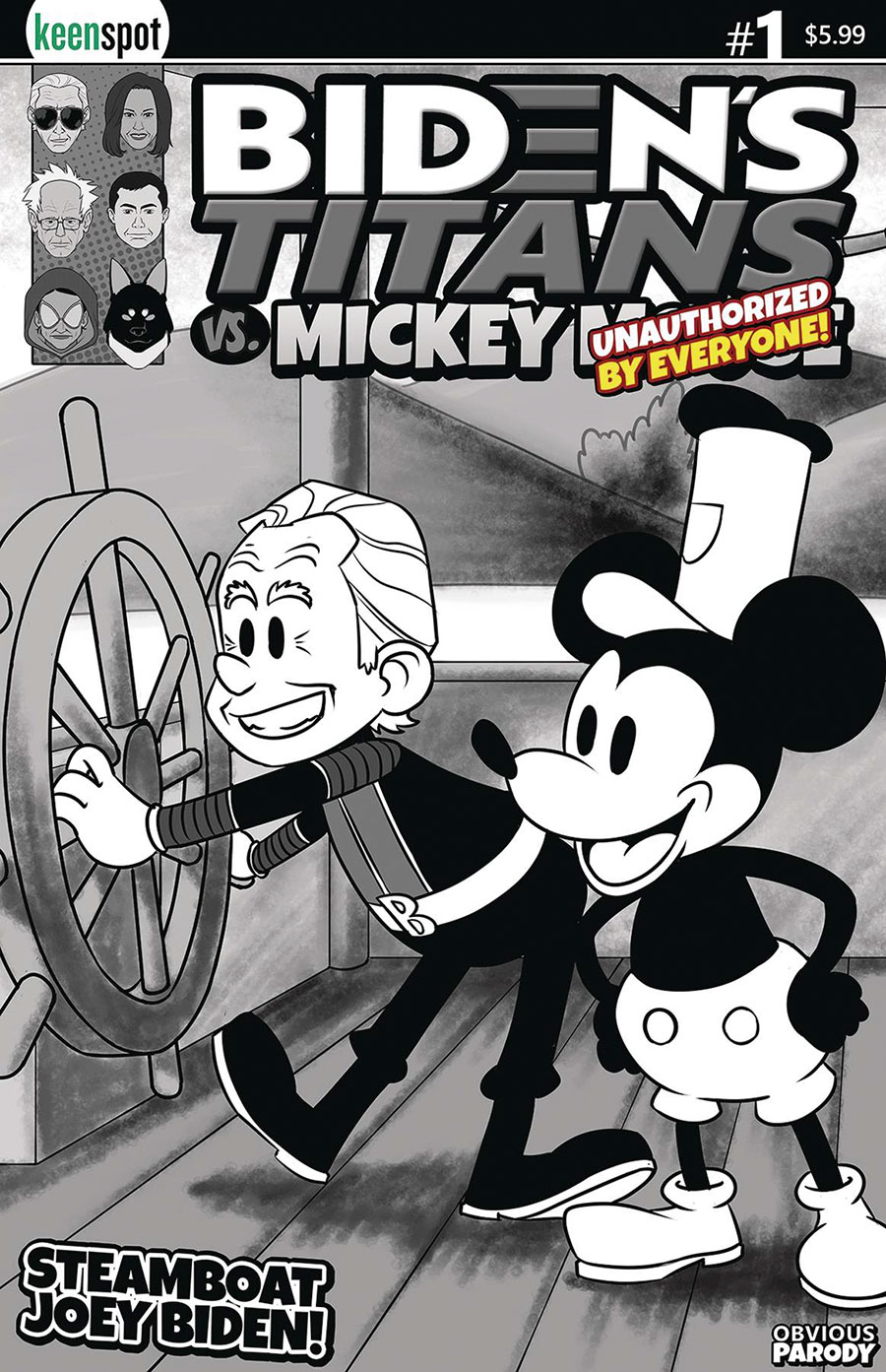 Bidens Titans vs Mickey Mouse (Unauthorized) #1 Cover B Variant Steamboat Joey Cover