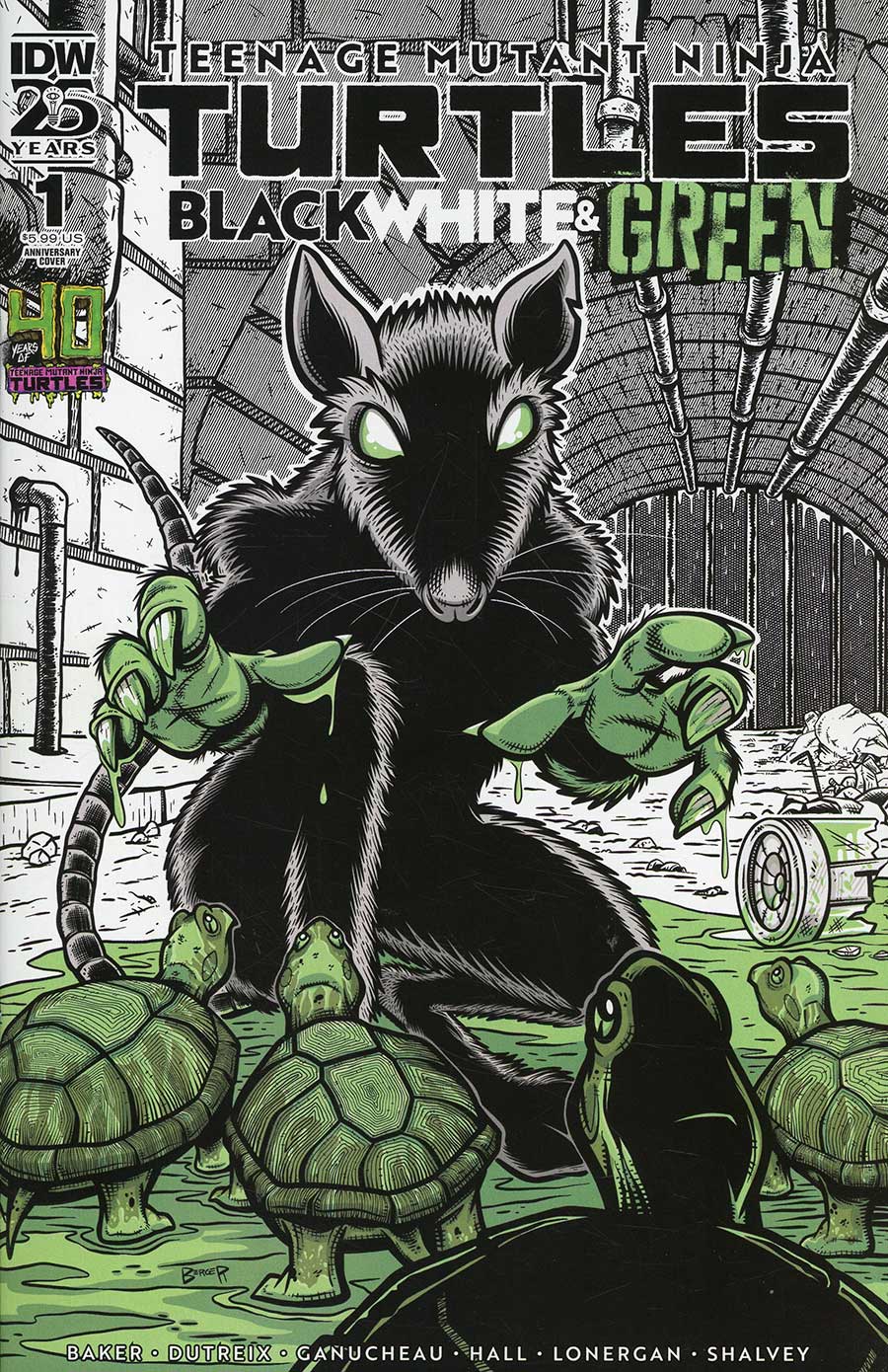 Teenage Mutant Ninja Turtles Black White & Green #1 Cover D Variant Dan Berger 40th Anniversary Cover