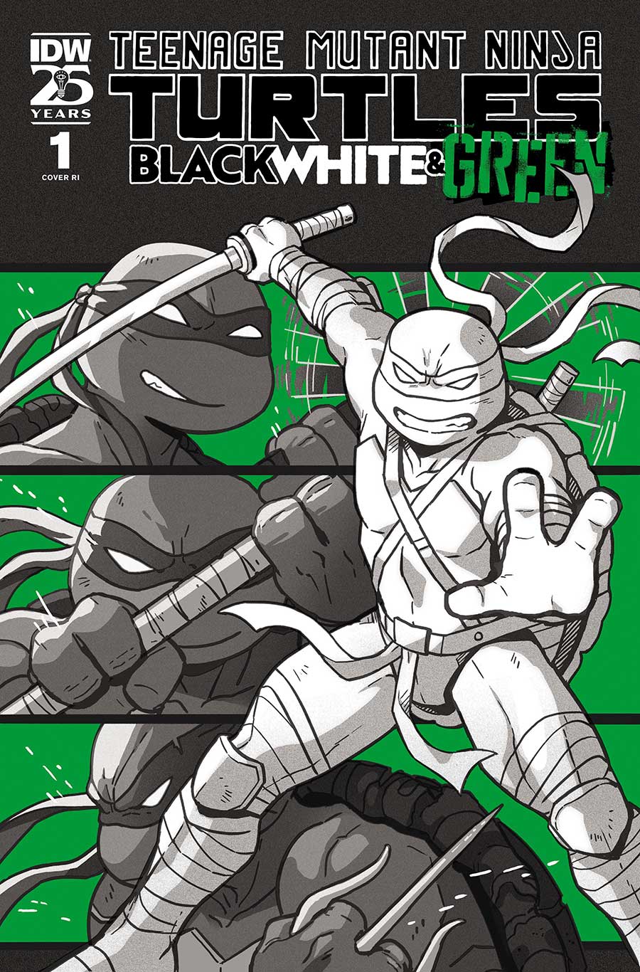 Teenage Mutant Ninja Turtles Black White & Green #1 Cover C Incentive Paulina Ganucheau Foil Variant Cover