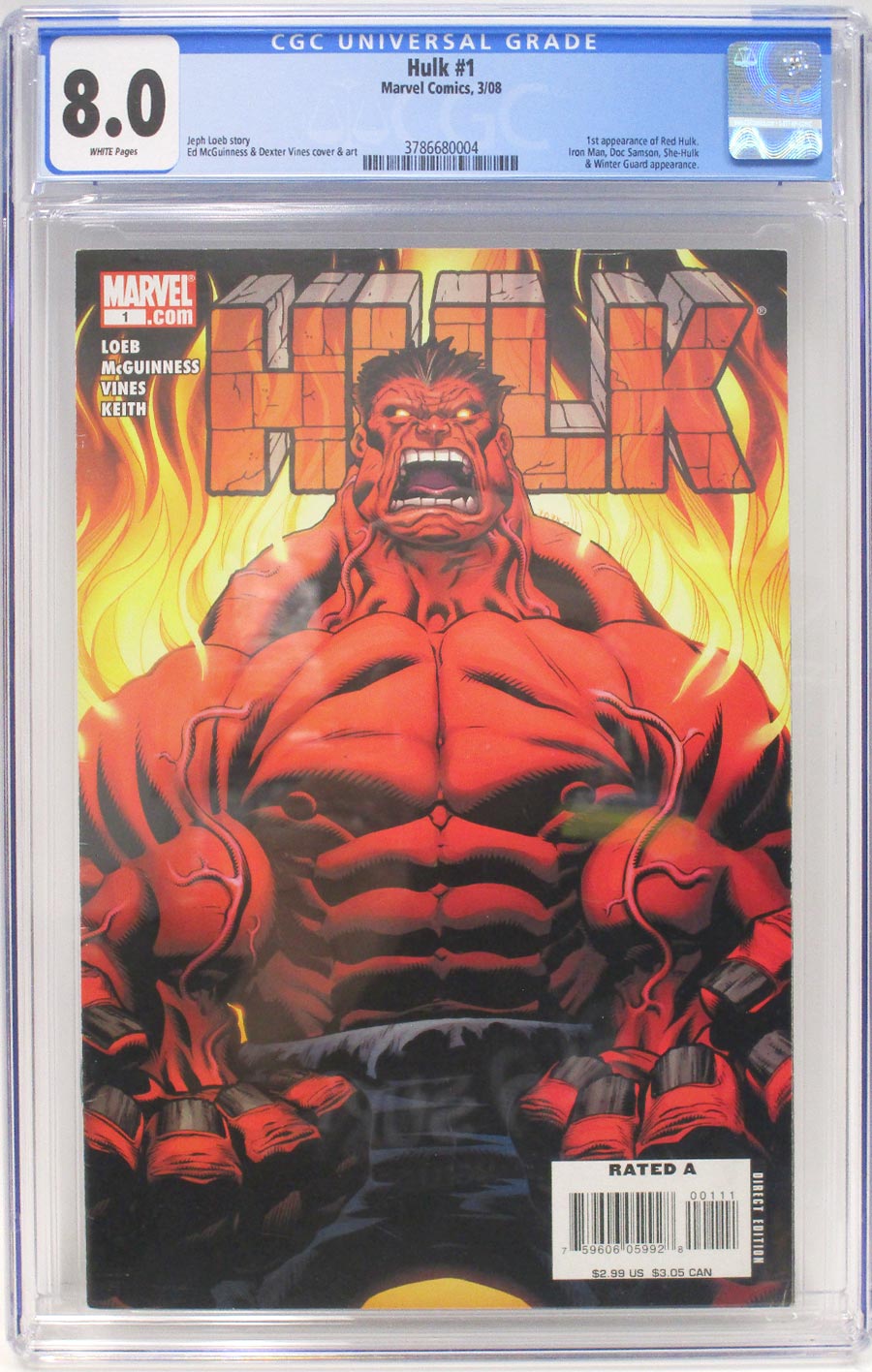 Hulk Vol 2 #1 Cover M 1st Ptg Regular Ed McGuinness Cover CGC 8.0
