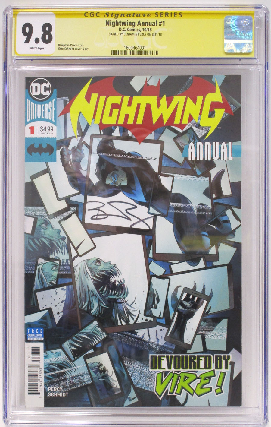 Nightwing Vol 4 Annual #1 Cover C Regular Otto Schimdt Cover CGC Signature Series 9.8 Signed By Benjamin Percy