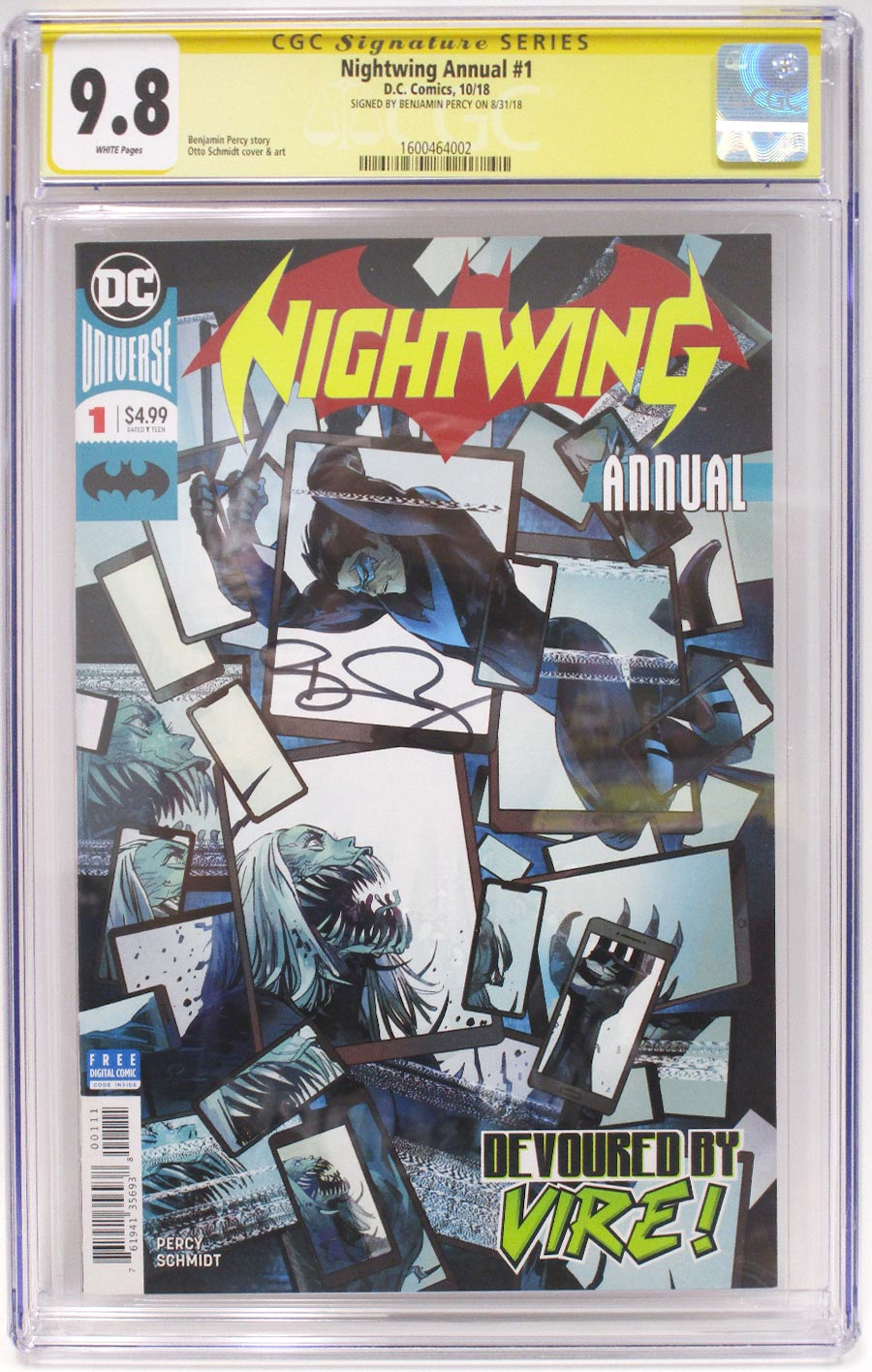 Nightwing Vol 4 Annual #1 Cover D Regular Otto Schimdt Cover CGC Signature Series 9.8 Signed By Benjamin Percy