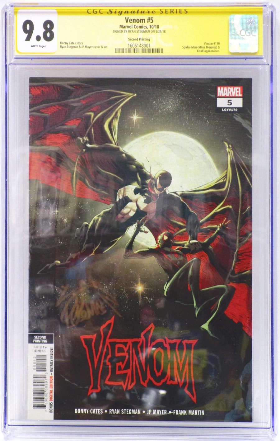 Venom Vol 4 #5 Cover D 2nd Ptg Variant Ryan Stegman Cover CGC Signature Series 9.8 Signed By Ryan Stegman