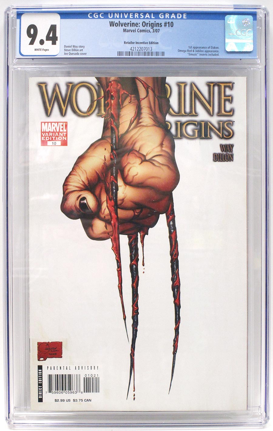 Wolverine Origins #10 Cover E Incentive Variant Cover CGC 9.4