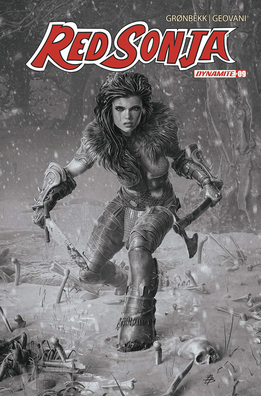 Red Sonja Vol 10 #9 Cover O Incentive Bjorn Barends Black & White Cover
