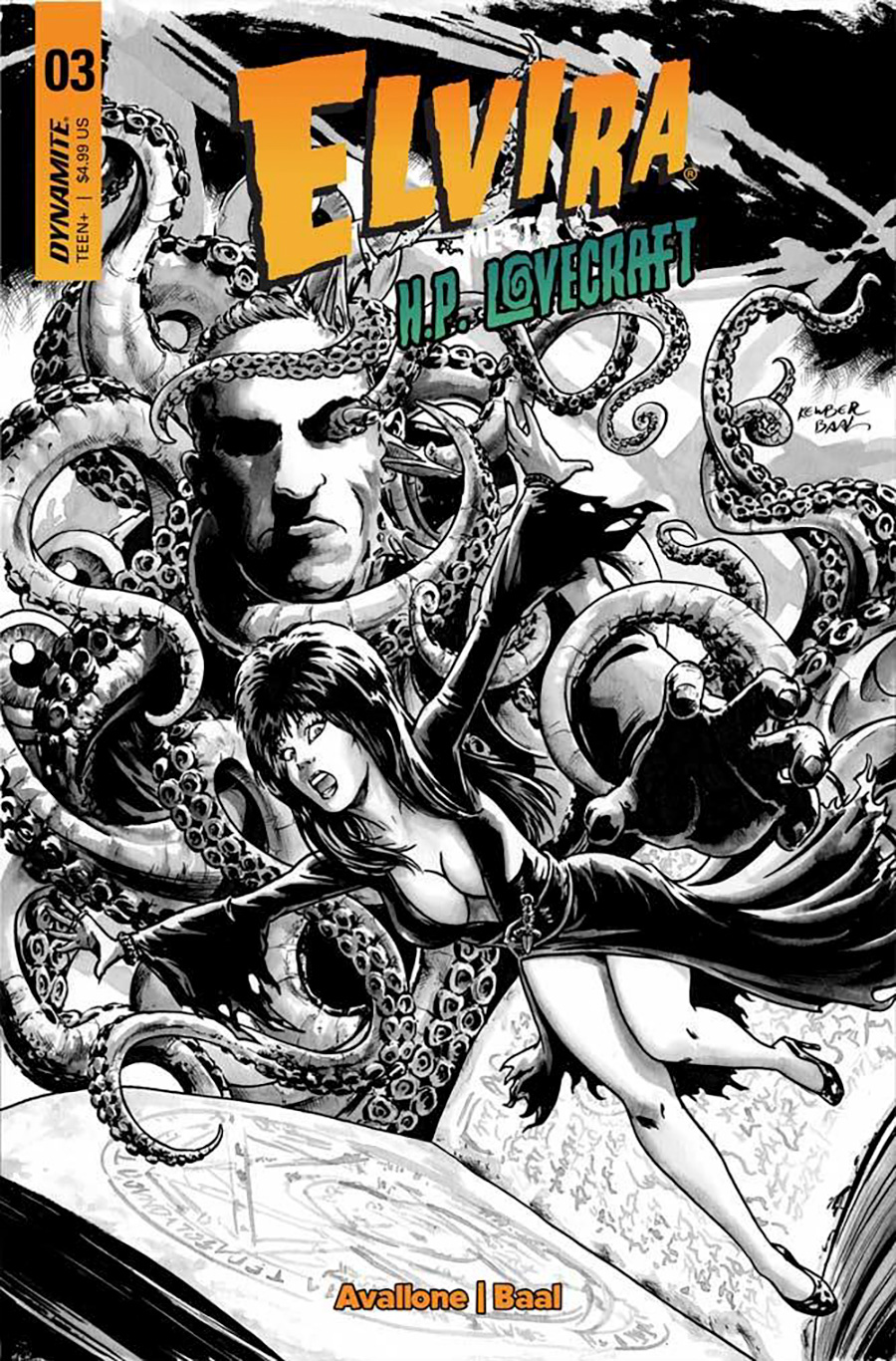 Elvira Meets HP Lovecraft #3 Cover I Incentive Kewber Baal Line Art Cover