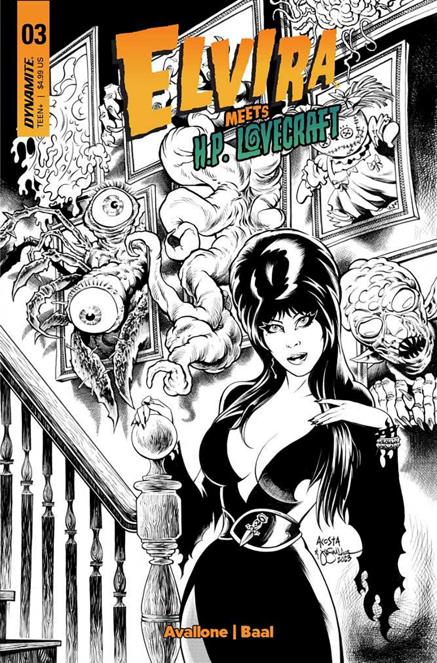 Elvira Meets HP Lovecraft #3 Cover J Incentive Dave Acosta Line Art Cover