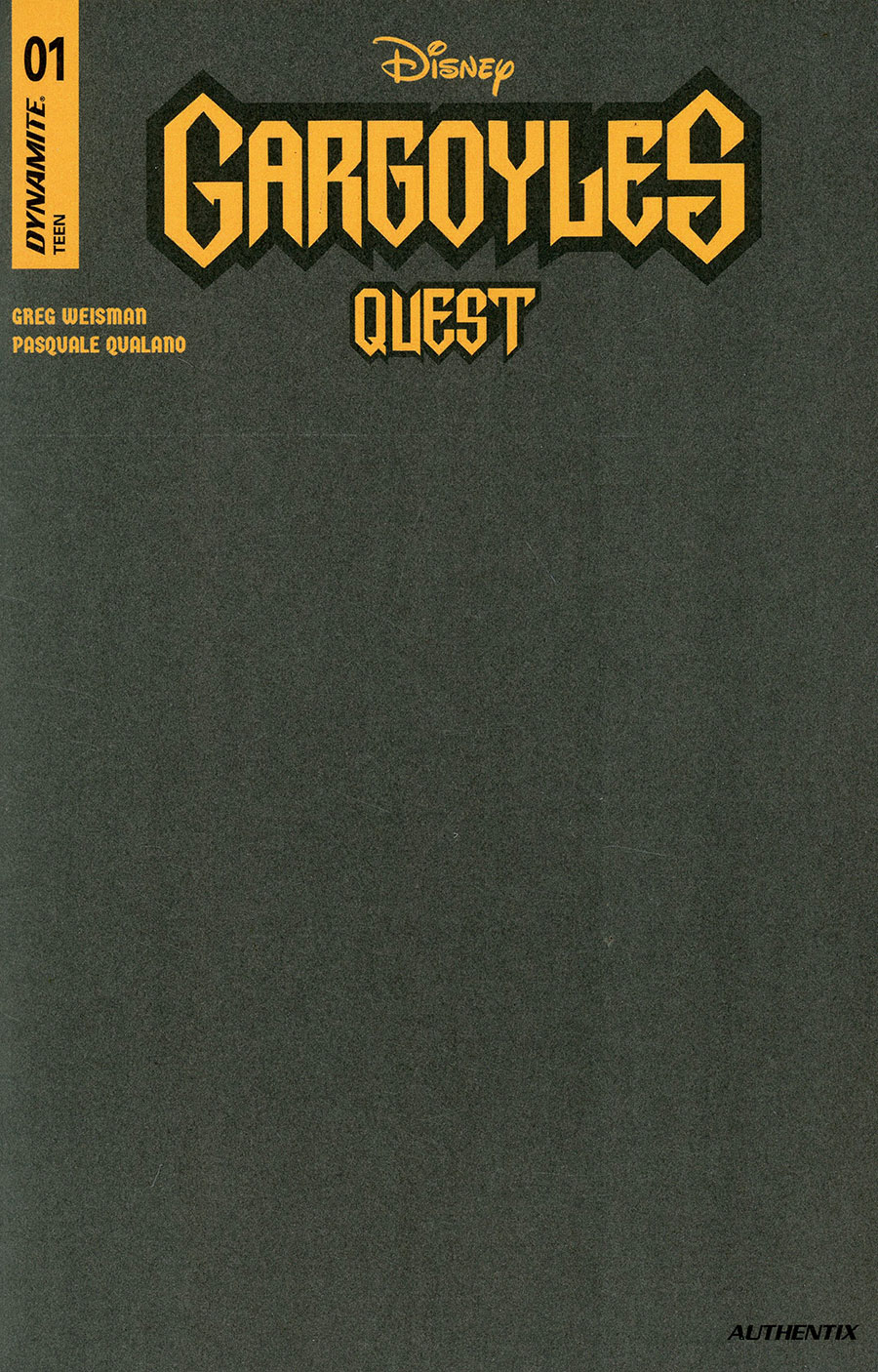 Gargoyles Quest #1 Cover K Variant Stone Grey Blank Authentix Cover