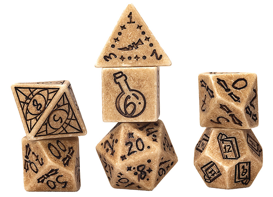 Illusory Stone 7-Piece RPG Dice Set - Sandstone