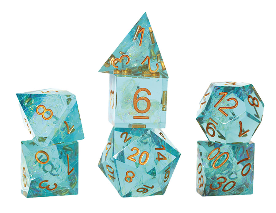 Fairy Sharp 7-Piece RPG Dice Set - Aqua