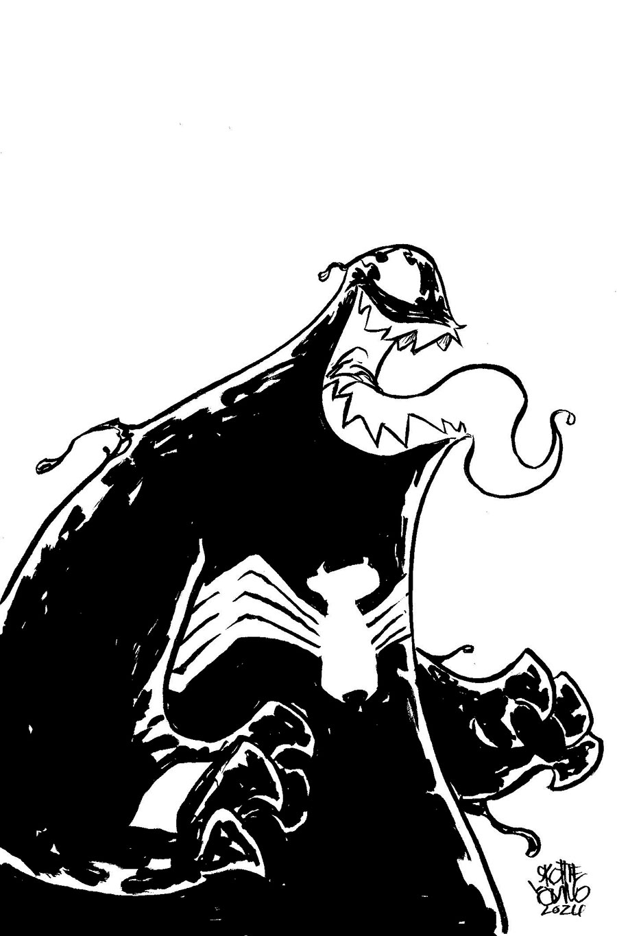 Venom Vol 5 #34 Cover D Incentive Skottie Youngs Big Marvels Black & White Virgin Cover (Blood Hunt Tie-In)