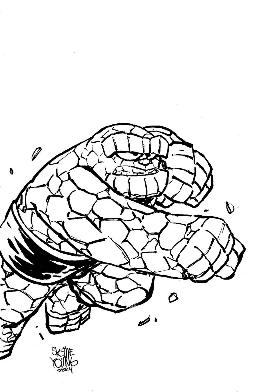 Fantastic Four Vol 7 #21 Cover D Incentive Skottie Youngs Big Marvels Black & White Virgin Cover (Blood Hunt Tie-In)