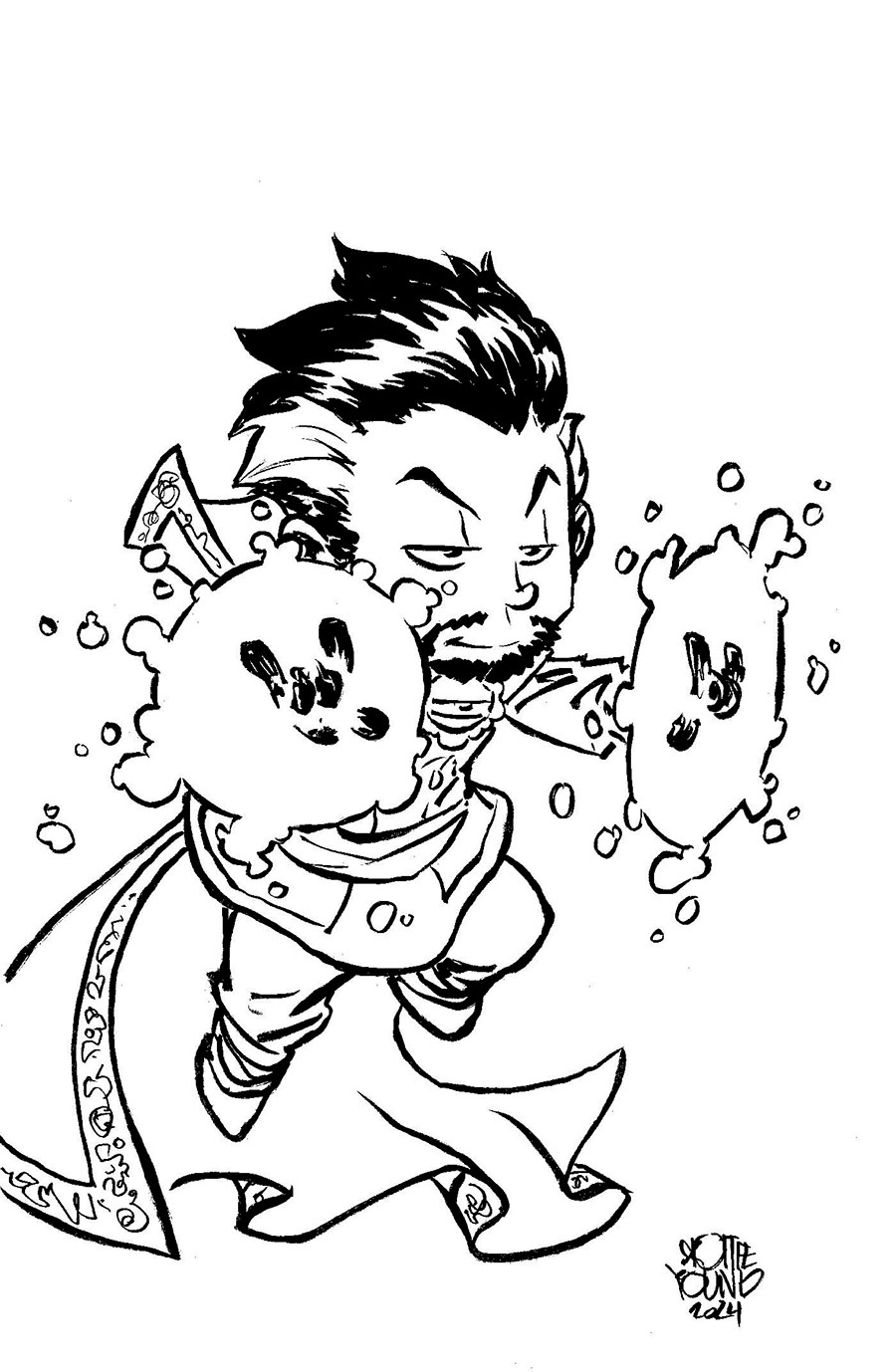 Doctor Strange Vol 6 #16 Cover D Incentive Skottie Youngs Big Marvels Black & White Virgin Cover (Blood Hunt Tie-In)