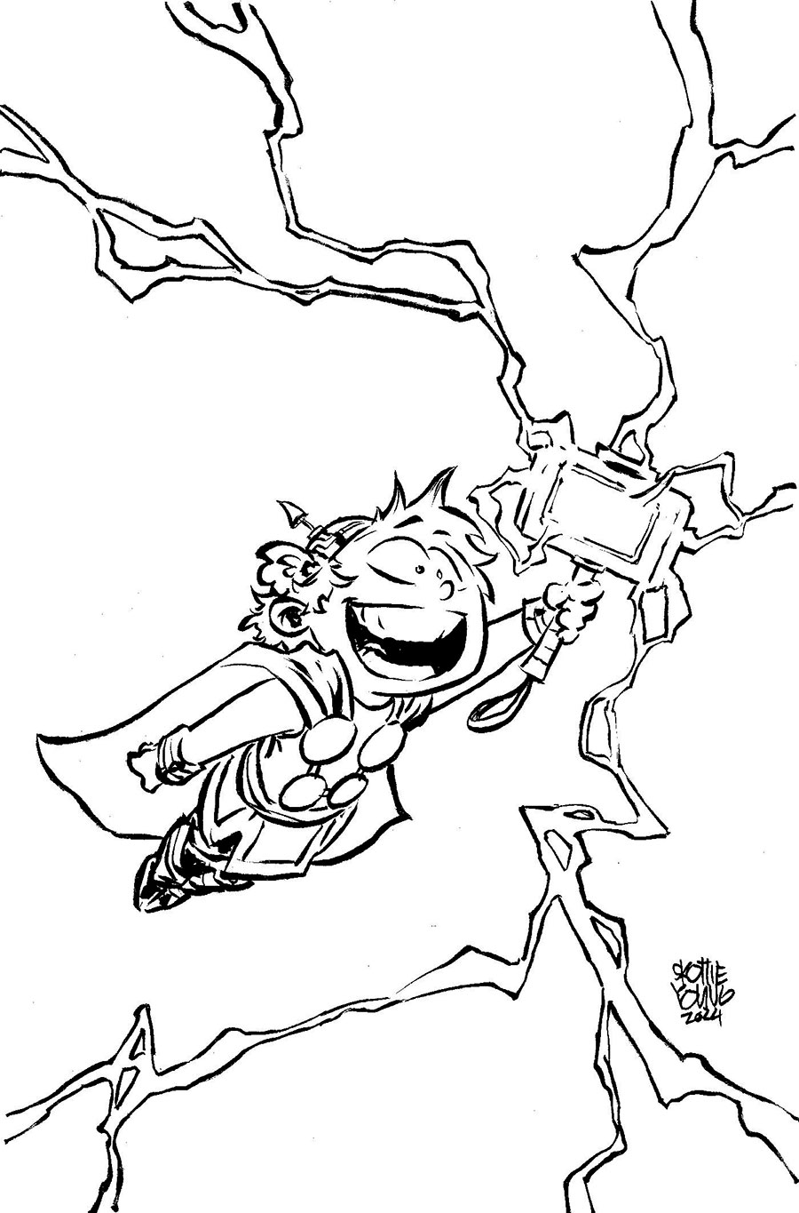 Immortal Thor #12 Cover D Incentive Skottie Youngs Big Marvels Black & White Virgin Cover
