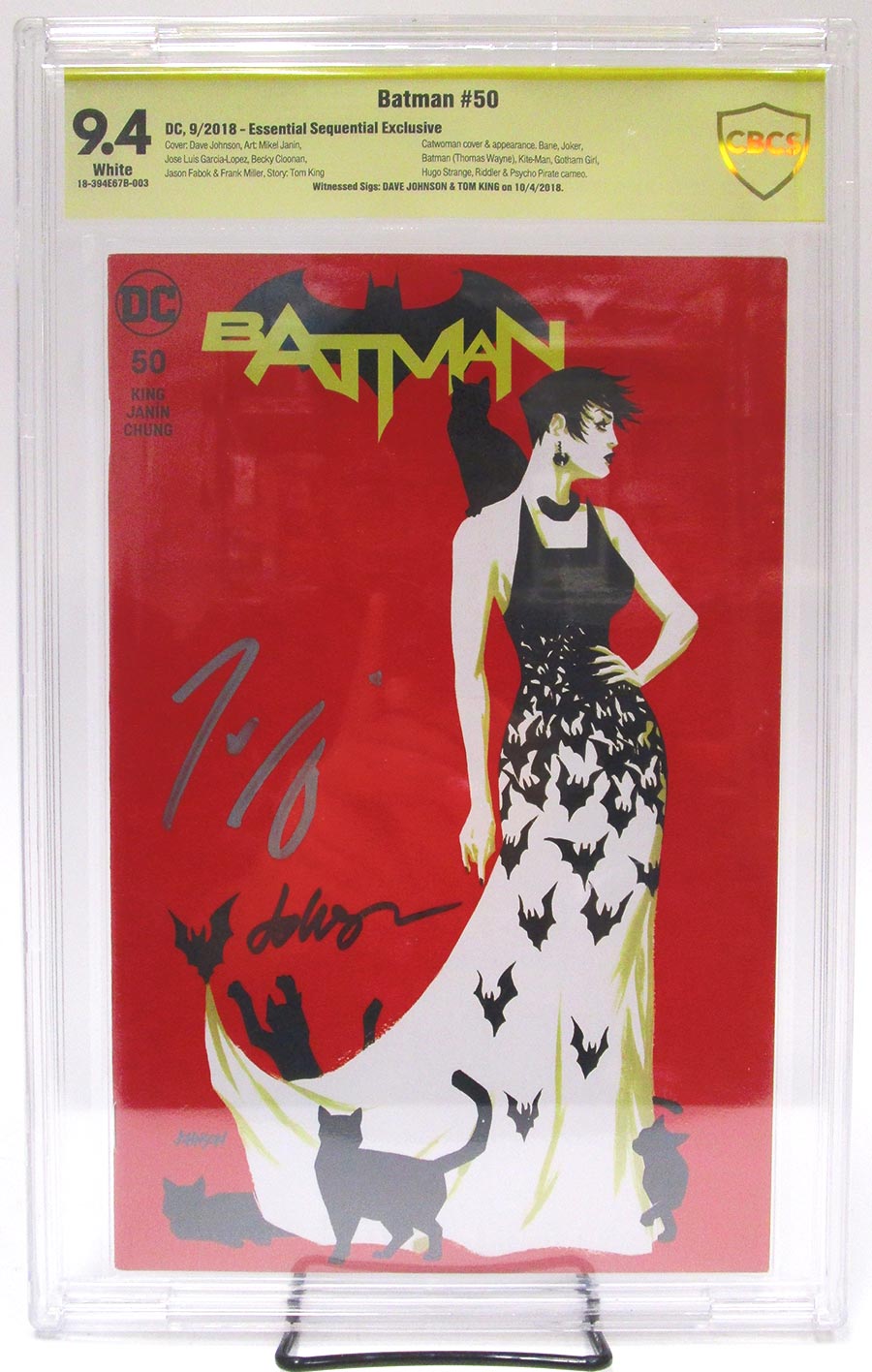 Batman Vol 3 #50 Cover Z-Z Essential Sequential Exclusive Dave Johnson Variant Cover CBCS 9.4 Signed by Dave Johnson and Tom King