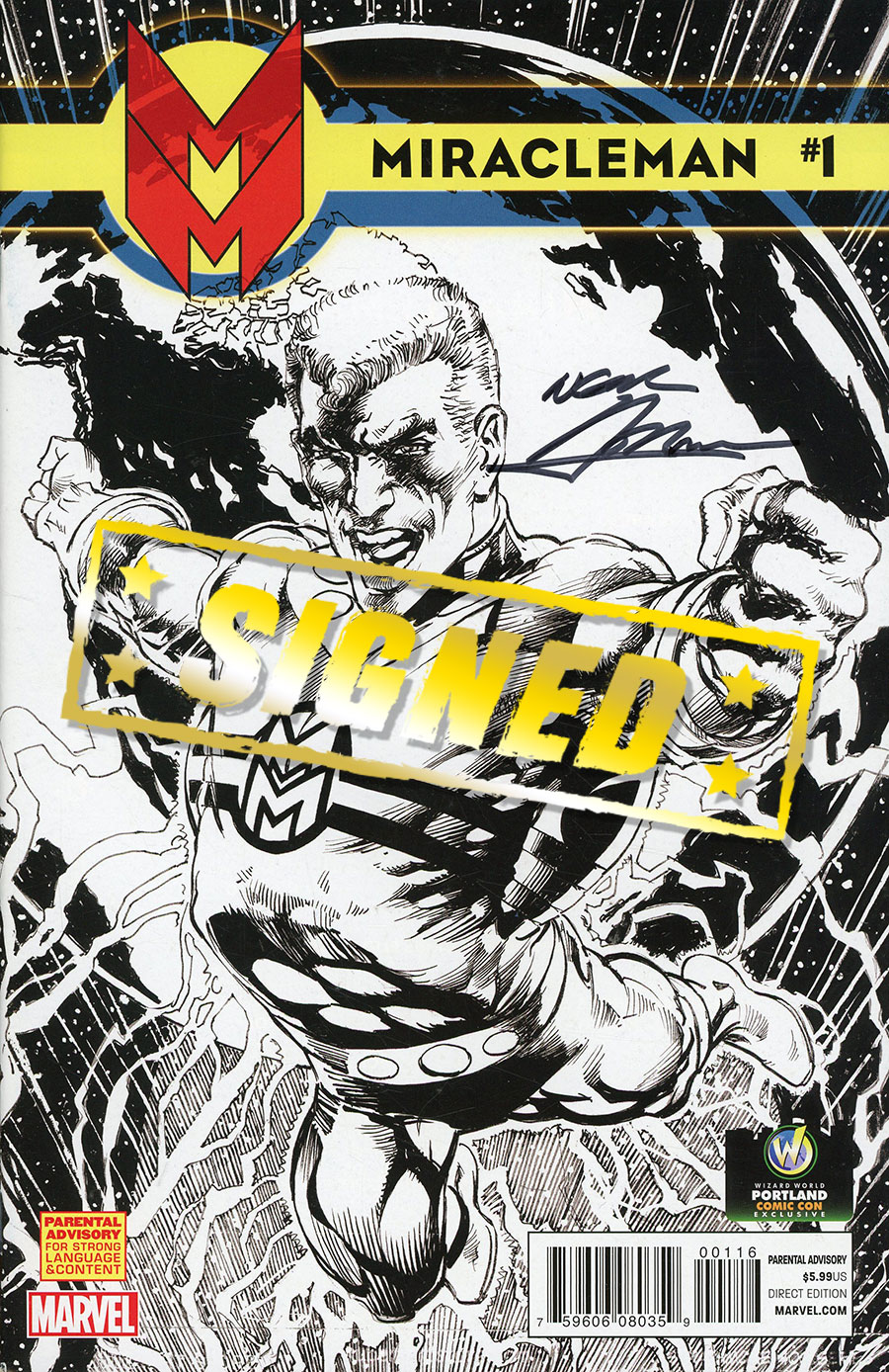 Miracleman (Marvel) #1 Cover J Wizard World Portland Comic Con Exclusive Neal Adams Sketch Variant Cover Signed By Neal Adams