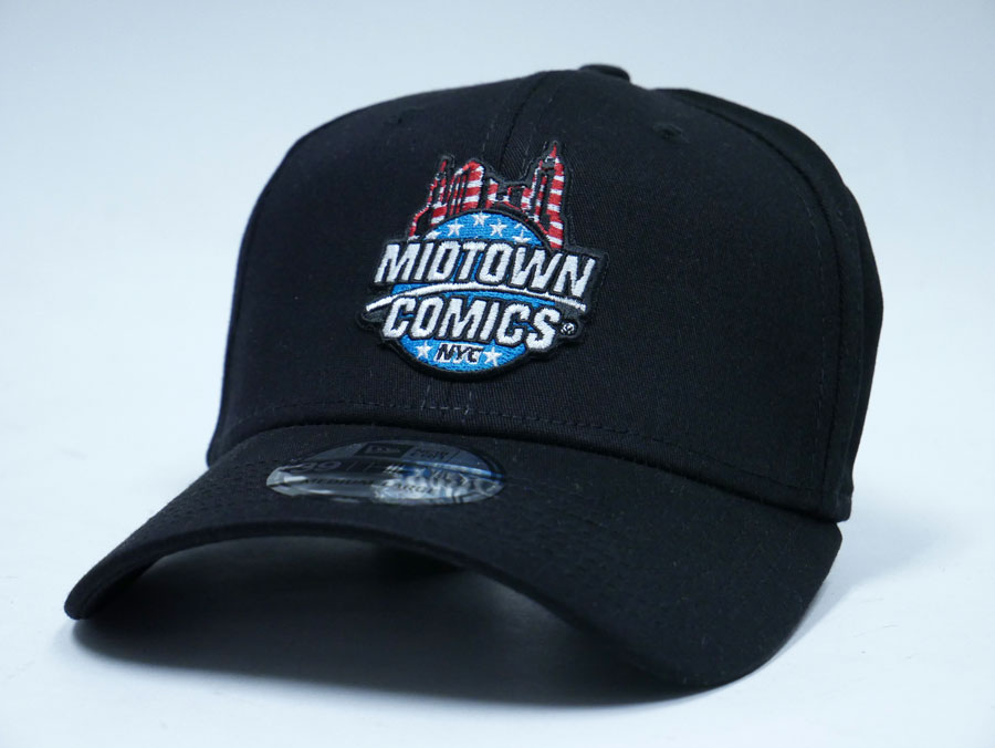 Midtown Comics Flag Logo Mens Black Flex Fit Cap ML Powered By New Era
