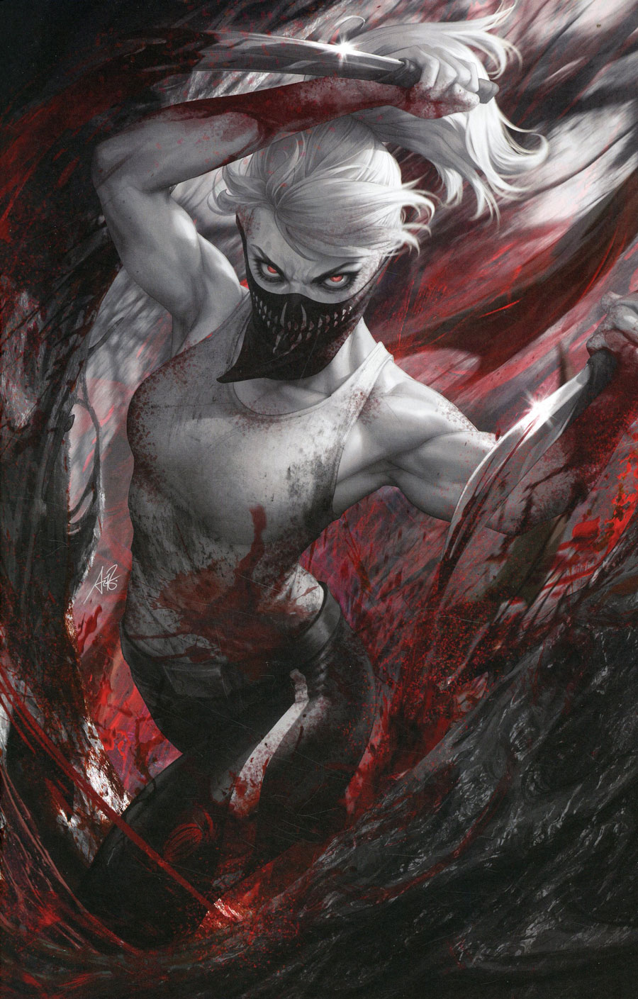 Something Is Killing The Children #36 Cover J Incentive Stanley Artgerm Lau Black White & Red Thank You Variant Cover