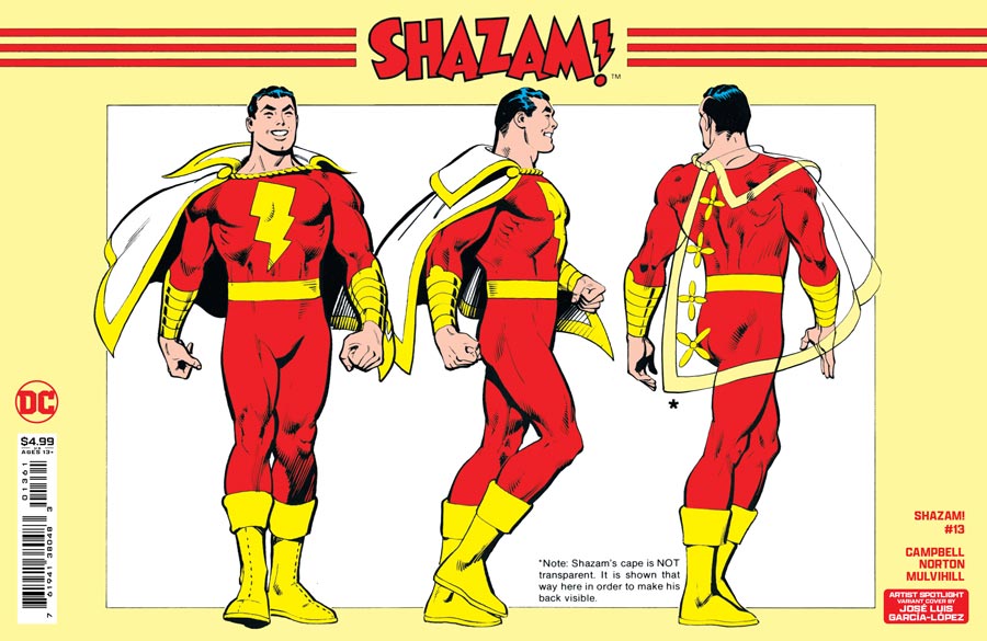 SHAZAM Vol 4 #13 Cover D Variant Jose Luis Garcia-Lopez Artist Spotlight Wraparound Card Stock Cover