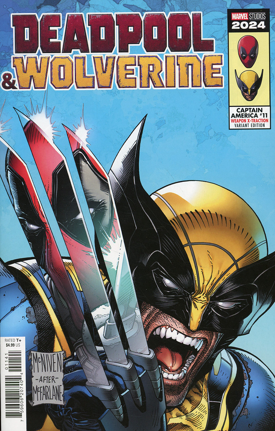 Captain America Vol 10 #11 Cover B Variant Steve McNiven Deadpool & Wolverine Weapon X-Traction Cover (Weapon X-Traction Part 2)(Limit 1 Per Customer)