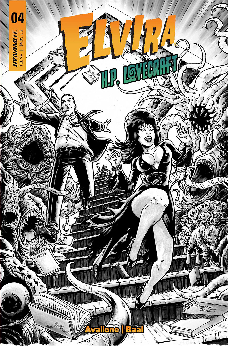 Elvira Meets HP Lovecraft #4 Cover I Incentive Kewber Baal Line Art Cover