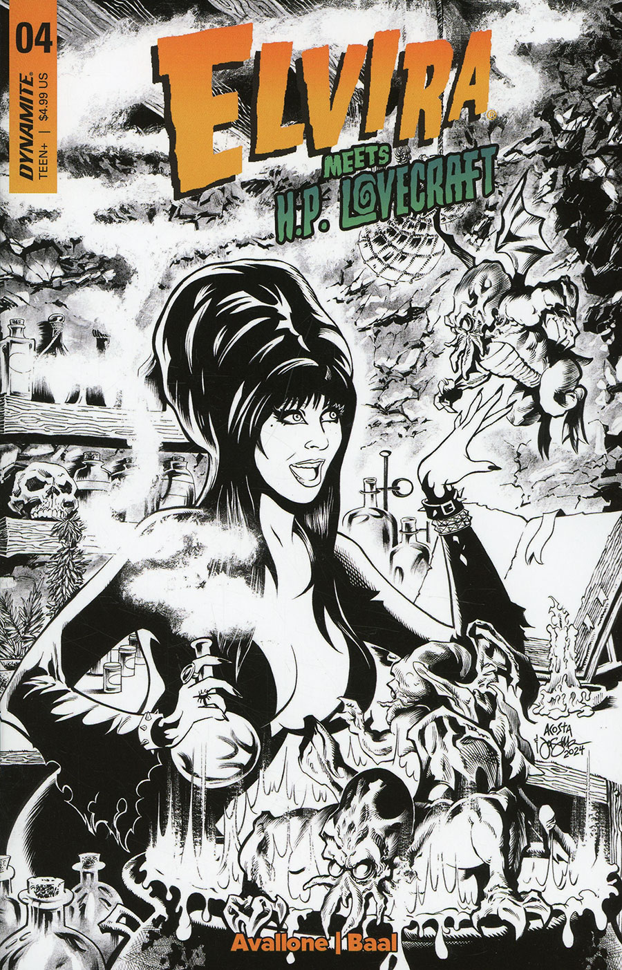 Elvira Meets HP Lovecraft #4 Cover J Incentive Dave Acosta Line Art Cover