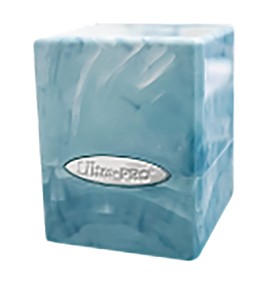 Marble Satin Cube - Light Blue & White