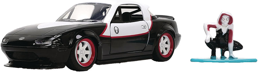 Spider-Man 1990 Miata Hardtop With Ghost-Spider Figure 1/32 Scale Die-Cast