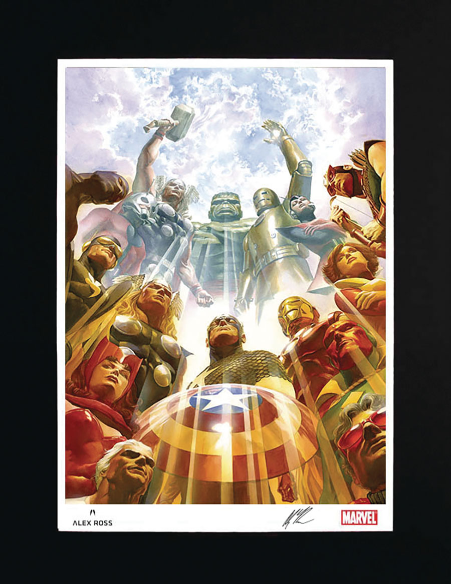 Avengers Earths Mightiest Heroes By Alex Ross Matted Lithograph Signed Edition