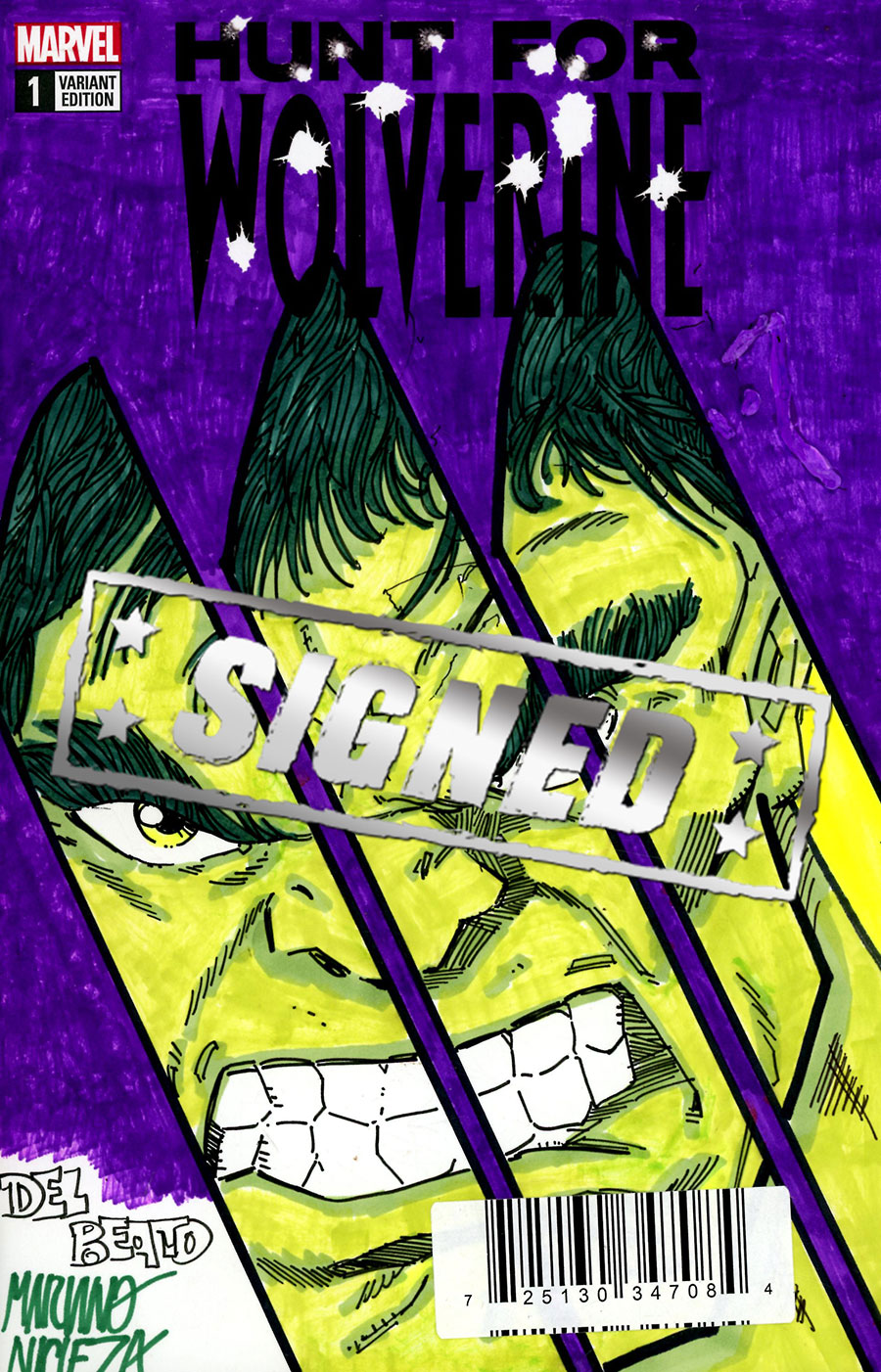 Marvel Comics Commissioned Cover Art Signed & Remarked By Mariano Nicieza & Joe Delbeato With A Hulk Hand-Drawn Sketch