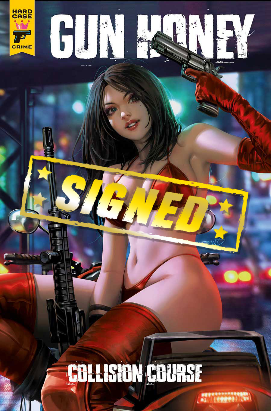 Hard Case Crime Gun Honey Collision Course #1 Cover V Variant Derrick Chew Copic Cover Signed By Charles Ardai