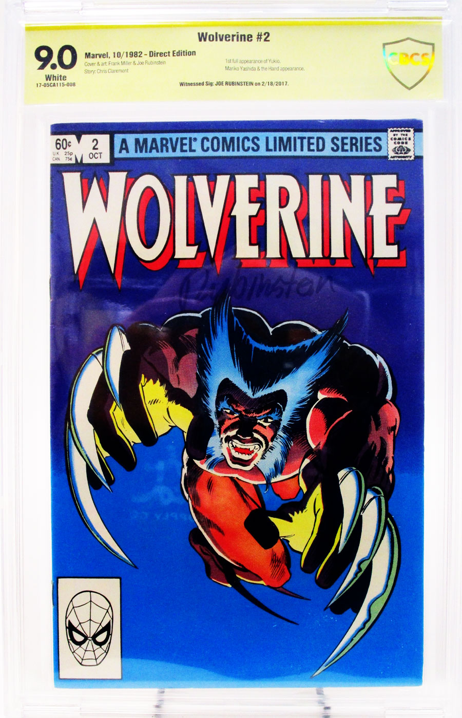 Wolverine #2 Cover D Signed by Joe Rubinstein CBCS 9.0