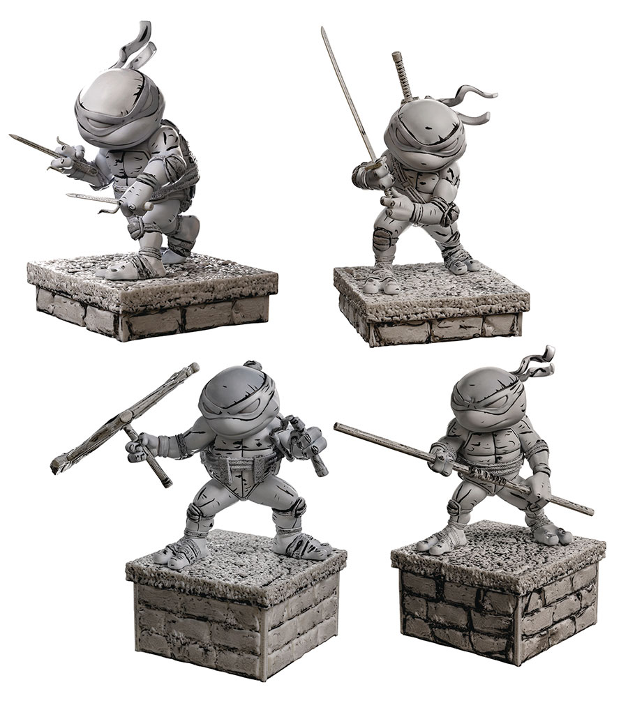 MiniCo Teenage Mutant Ninja Turtles Version 2 Black & White Previews Exclusive 4-Piece PVC Figure Set