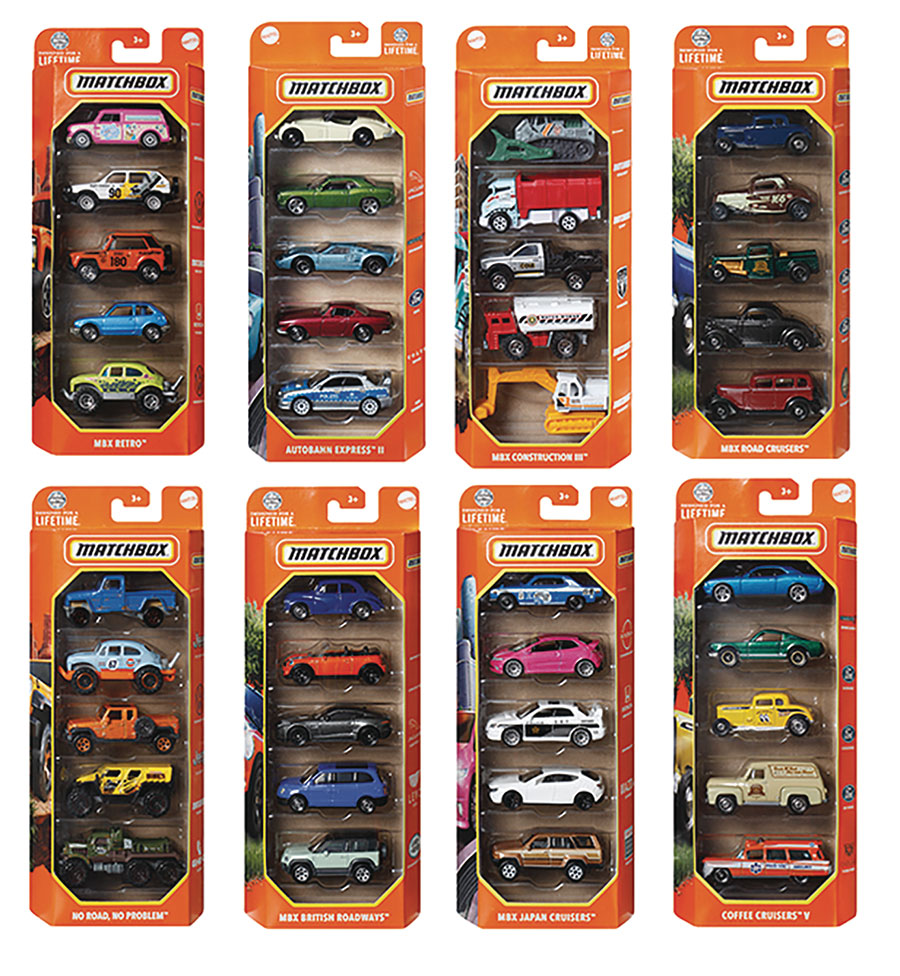 Matchbox Basic 1/64 Scale 5-Pack Die-Cast Wave X Assortment Case